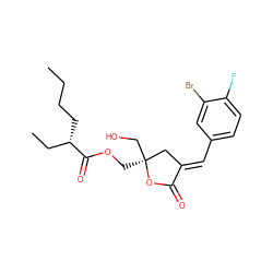 CCCC[C@@H](CC)C(=O)OC[C@]1(CO)C/C(=C\c2ccc(F)c(Br)c2)C(=O)O1 ZINC000040422062