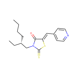 CCCC[C@@H](CC)CN1C(=O)/C(=C/c2ccncc2)SC1=S ZINC000017360292