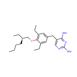 CCCC[C@@H](CC)COc1c(CC)cc(Cc2cnc(N)nc2N)cc1CC ZINC000027107386