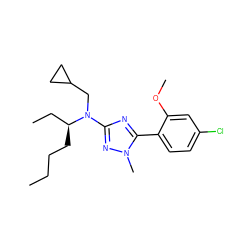 CCCC[C@@H](CC)N(CC1CC1)c1nc(-c2ccc(Cl)cc2OC)n(C)n1 ZINC000013610669