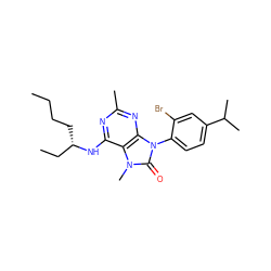 CCCC[C@@H](CC)Nc1nc(C)nc2c1n(C)c(=O)n2-c1ccc(C(C)C)cc1Br ZINC000028106764