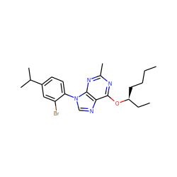 CCCC[C@@H](CC)Oc1nc(C)nc2c1ncn2-c1ccc(C(C)C)cc1Br ZINC000013794906