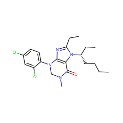 CCCC[C@@H](CC)n1c(CC)nc2c1C(=O)N(C)CN2c1ccc(Cl)cc1Cl ZINC000013582788