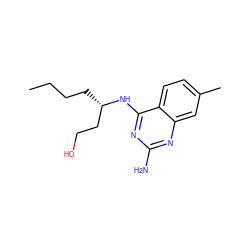 CCCC[C@@H](CCO)Nc1nc(N)nc2cc(C)ccc12 ZINC000205020471