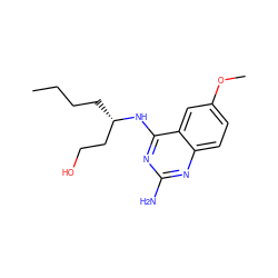 CCCC[C@@H](CCO)Nc1nc(N)nc2ccc(OC)cc12 ZINC000205020533