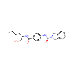 CCCC[C@@H](CO)NC(=O)c1ccc(NC(=O)N2Cc3ccccc3C2)cc1 ZINC000167426805