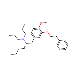 CCCC[C@@H](Cc1ccc(OC)c(OCCc2ccccc2)c1)N(CCC)CCC ZINC000013801137