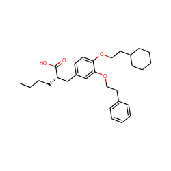 CCCC[C@@H](Cc1ccc(OCCC2CCCCC2)c(OCCc2ccccc2)c1)C(=O)O ZINC000072113733