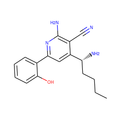 CCCC[C@@H](N)c1cc(-c2ccccc2O)nc(N)c1C#N ZINC000028347196