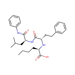 CCCC[C@@H](N[C@@H](CCc1ccccc1)C(=O)N[C@@H](CC(C)C)C(=O)Nc1ccccc1)C(=O)O ZINC000026983920