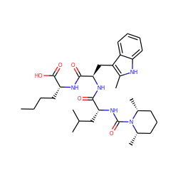CCCC[C@@H](NC(=O)[C@@H](Cc1c(C)[nH]c2ccccc12)NC(=O)[C@@H](CC(C)C)NC(=O)N1[C@@H](C)CCC[C@H]1C)C(=O)O ZINC000026404167