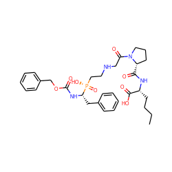 CCCC[C@@H](NC(=O)[C@H]1CCCN1C(=O)CNCC[P@](=O)(O)[C@H](Cc1ccccc1)NC(=O)OCc1ccccc1)C(=O)O ZINC000058677895