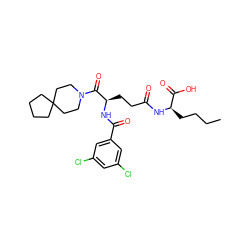 CCCC[C@@H](NC(=O)CC[C@@H](NC(=O)c1cc(Cl)cc(Cl)c1)C(=O)N1CCC2(CCCC2)CC1)C(=O)O ZINC000029216896