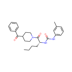 CCCC[C@@H](NC(=O)Nc1cccc(C)c1)C(=O)N1CCC(C(=O)c2ccccc2)CC1 ZINC000026825033