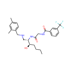 CCCC[C@@H](O)[C@H](CNCc1ccc(C)cc1C)NC(=O)CNC(=O)c1cccc(C(F)(F)F)c1 ZINC000084618504