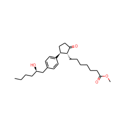 CCCC[C@@H](O)Cc1ccc([C@H]2CCC(=O)[C@@H]2CCCCCCC(=O)OC)cc1 ZINC000117777269