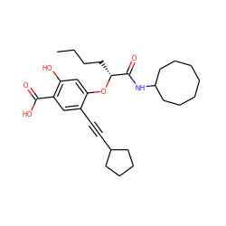 CCCC[C@@H](Oc1cc(O)c(C(=O)O)cc1C#CC1CCCC1)C(=O)NC1CCCCCCC1 ZINC000299851356