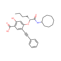 CCCC[C@@H](Oc1cc(O)c(C(=O)O)cc1C#Cc1ccccc1)C(=O)NC1CCCCCCC1 ZINC000299851444