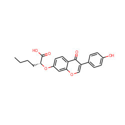 CCCC[C@@H](Oc1ccc2c(=O)c(-c3ccc(O)cc3)coc2c1)C(=O)O ZINC000013864243