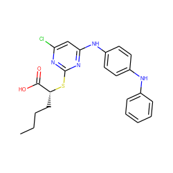 CCCC[C@@H](Sc1nc(Cl)cc(Nc2ccc(Nc3ccccc3)cc2)n1)C(=O)O ZINC000299831334