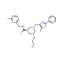 CCCC[C@@H]1C[C@@H](C(=O)NCc2cccc(C)n2)CN(Cc2nc(-c3ccccc3)oc2C)C1 ZINC000071331138