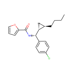 CCCC[C@@H]1C[C@H]1[C@@H](NC(=O)c1ccco1)c1ccc(Cl)cc1 ZINC000005978524