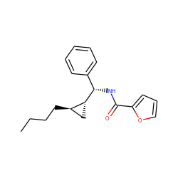 CCCC[C@@H]1C[C@H]1[C@@H](NC(=O)c1ccco1)c1ccccc1 ZINC000005978532