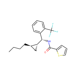 CCCC[C@@H]1C[C@H]1[C@@H](NC(=O)c1cccs1)c1ccccc1C(F)(F)F ZINC000005978535