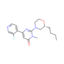 CCCC[C@@H]1CN(c2nc(-c3ccncc3F)cc(=O)n2C)CCO1 ZINC000147344134