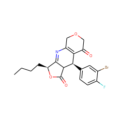 CCCC[C@@H]1OC(=O)C2C1=NC1=C(C(=O)COC1)[C@H]2c1ccc(F)c(Br)c1 ZINC000040764377