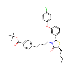 CCCC[C@@H]1S[C@@H](c2cccc(Oc3ccc(Cl)cc3)c2)N(CCCCc2ccc(C(=O)OC(C)(C)C)cc2)C1=O ZINC000027766830