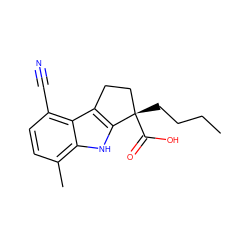 CCCC[C@]1(C(=O)O)CCc2c1[nH]c1c(C)ccc(C#N)c21 ZINC000036350382