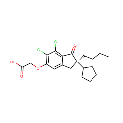 CCCC[C@]1(C2CCCC2)Cc2cc(OCC(=O)O)c(Cl)c(Cl)c2C1=O ZINC000002539819