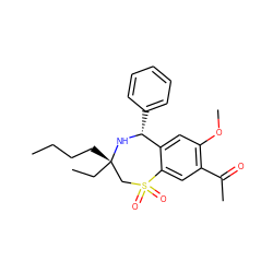 CCCC[C@]1(CC)CS(=O)(=O)c2cc(C(C)=O)c(OC)cc2[C@@H](c2ccccc2)N1 ZINC000146040055