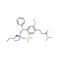 CCCC[C@]1(CC)CS(=O)(=O)c2cc(CCC(=O)N(C)C)c(OC)cc2[C@@H](c2ccccc2)N1 ZINC000147744039