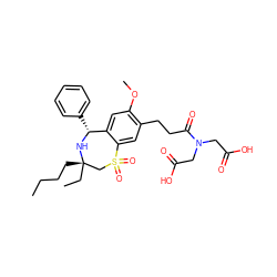 CCCC[C@]1(CC)CS(=O)(=O)c2cc(CCC(=O)N(CC(=O)O)CC(=O)O)c(OC)cc2[C@@H](c2ccccc2)N1 ZINC000096270841