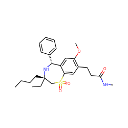 CCCC[C@]1(CC)CS(=O)(=O)c2cc(CCC(=O)NC)c(OC)cc2[C@@H](c2ccccc2)N1 ZINC000147704712