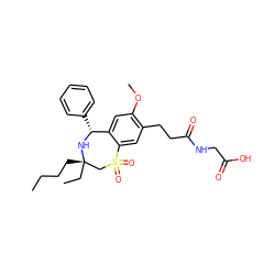 CCCC[C@]1(CC)CS(=O)(=O)c2cc(CCC(=O)NCC(=O)O)c(OC)cc2[C@@H](c2ccccc2)N1 ZINC000096270845