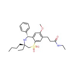 CCCC[C@]1(CC)CS(=O)(=O)c2cc(CCC(=O)NCC)c(OC)cc2[C@@H](c2ccccc2)N1 ZINC000147761416