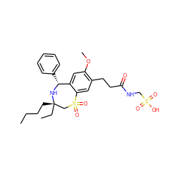 CCCC[C@]1(CC)CS(=O)(=O)c2cc(CCC(=O)NCS(=O)(=O)O)c(OC)cc2[C@@H](c2ccccc2)N1 ZINC000096270849