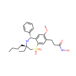 CCCC[C@]1(CC)CS(=O)(=O)c2cc(CCC(=O)NO)c(OC)cc2[C@@H](c2ccccc2)N1 ZINC000140066732