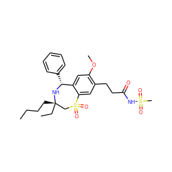 CCCC[C@]1(CC)CS(=O)(=O)c2cc(CCC(=O)NS(C)(=O)=O)c(OC)cc2[C@@H](c2ccccc2)N1 ZINC000145999008