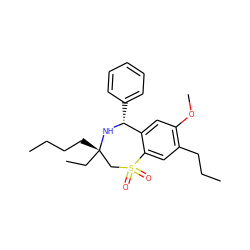 CCCC[C@]1(CC)CS(=O)(=O)c2cc(CCC)c(OC)cc2[C@@H](c2ccccc2)N1 ZINC000147749666