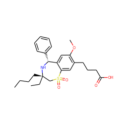 CCCC[C@]1(CC)CS(=O)(=O)c2cc(CCCC(=O)O)c(OC)cc2[C@@H](c2ccccc2)N1 ZINC000072317906