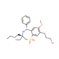 CCCC[C@]1(CC)CS(=O)(=O)c2cc(CCCO)c(OC)cc2[C@@H](c2ccccc2)N1 ZINC000169093448