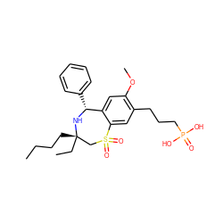 CCCC[C@]1(CC)CS(=O)(=O)c2cc(CCCP(=O)(O)O)c(OC)cc2[C@@H](c2ccccc2)N1 ZINC000096270857