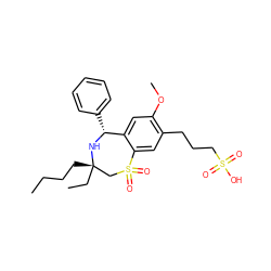 CCCC[C@]1(CC)CS(=O)(=O)c2cc(CCCS(=O)(=O)O)c(OC)cc2[C@@H](c2ccccc2)N1 ZINC000072317905