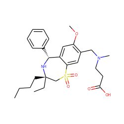 CCCC[C@]1(CC)CS(=O)(=O)c2cc(CN(C)CCC(=O)O)c(OC)cc2[C@@H](c2ccccc2)N1 ZINC000096270843