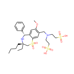 CCCC[C@]1(CC)CS(=O)(=O)c2cc(CN(CCS(=O)(=O)O)CCS(=O)(=O)O)c(OC)cc2[C@@H](c2ccccc2)N1 ZINC000096270844