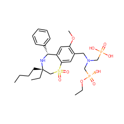 CCCC[C@]1(CC)CS(=O)(=O)c2cc(CN(CP(=O)(O)O)C[P@](=O)(O)OCC)c(OC)cc2[C@@H](c2ccccc2)N1 ZINC000139494938